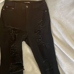 Fashion Nova- Black Ripped Jeans